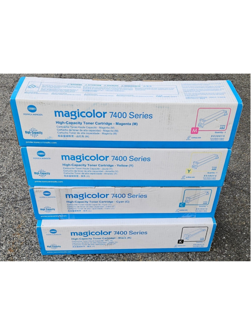 KONICA MINOLTA Magicolor 7400 7450 Printer High Yield Toner Set 8938613 8938614